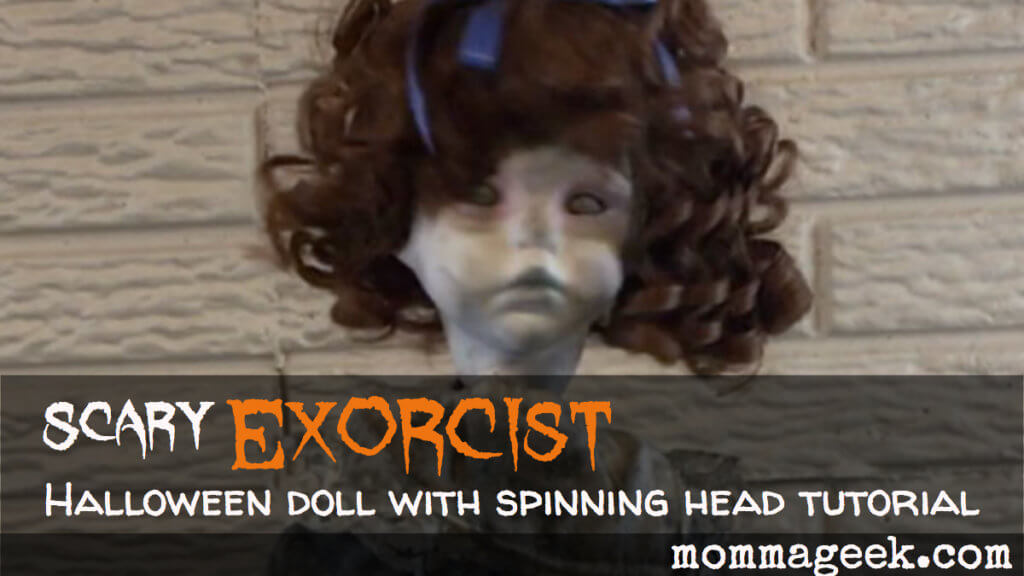 scary Exorcist Halloween with spinning head doll